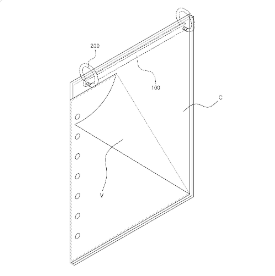 Chart Holder patent drawing showing aviation charts secured by two rings